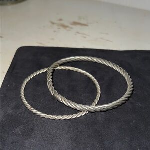 2 Sterling Silver Twisted rope Bangle Bracelets